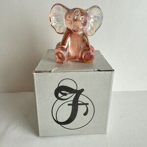 Fenton Iridescent Glass Elephant Sunset Satin Pink Figurine